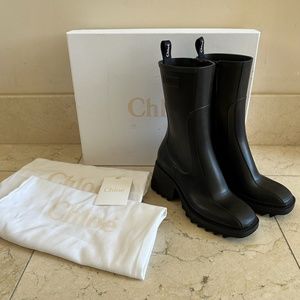 Authentic Chloe Betty Black Ankle Rubber Chunky Boots   Will come with box and